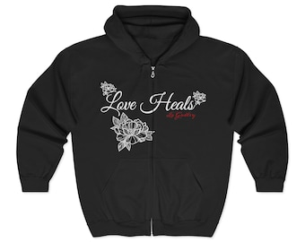 Motiverend uniseks Heavy Blend™-sweater met capuchon en volledige ritssluiting