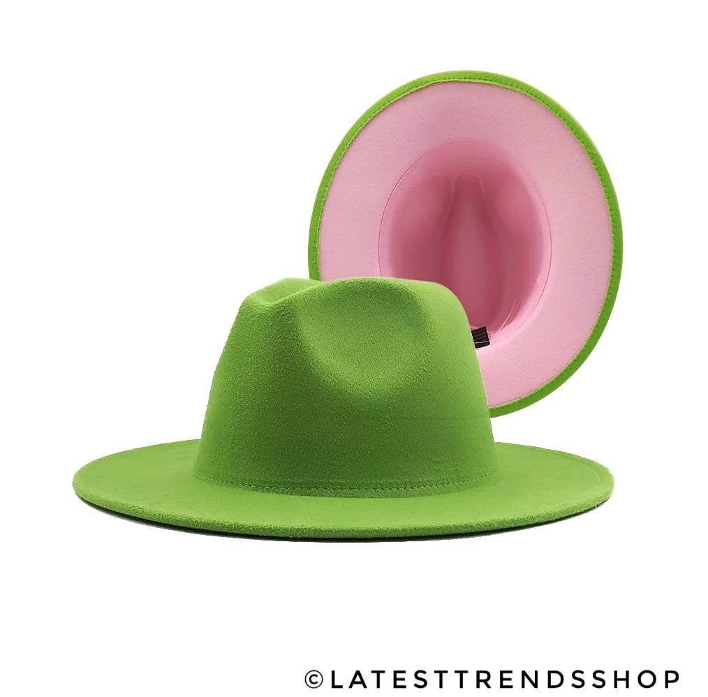 Green and Pink Fedora AKA Sorority Hat 