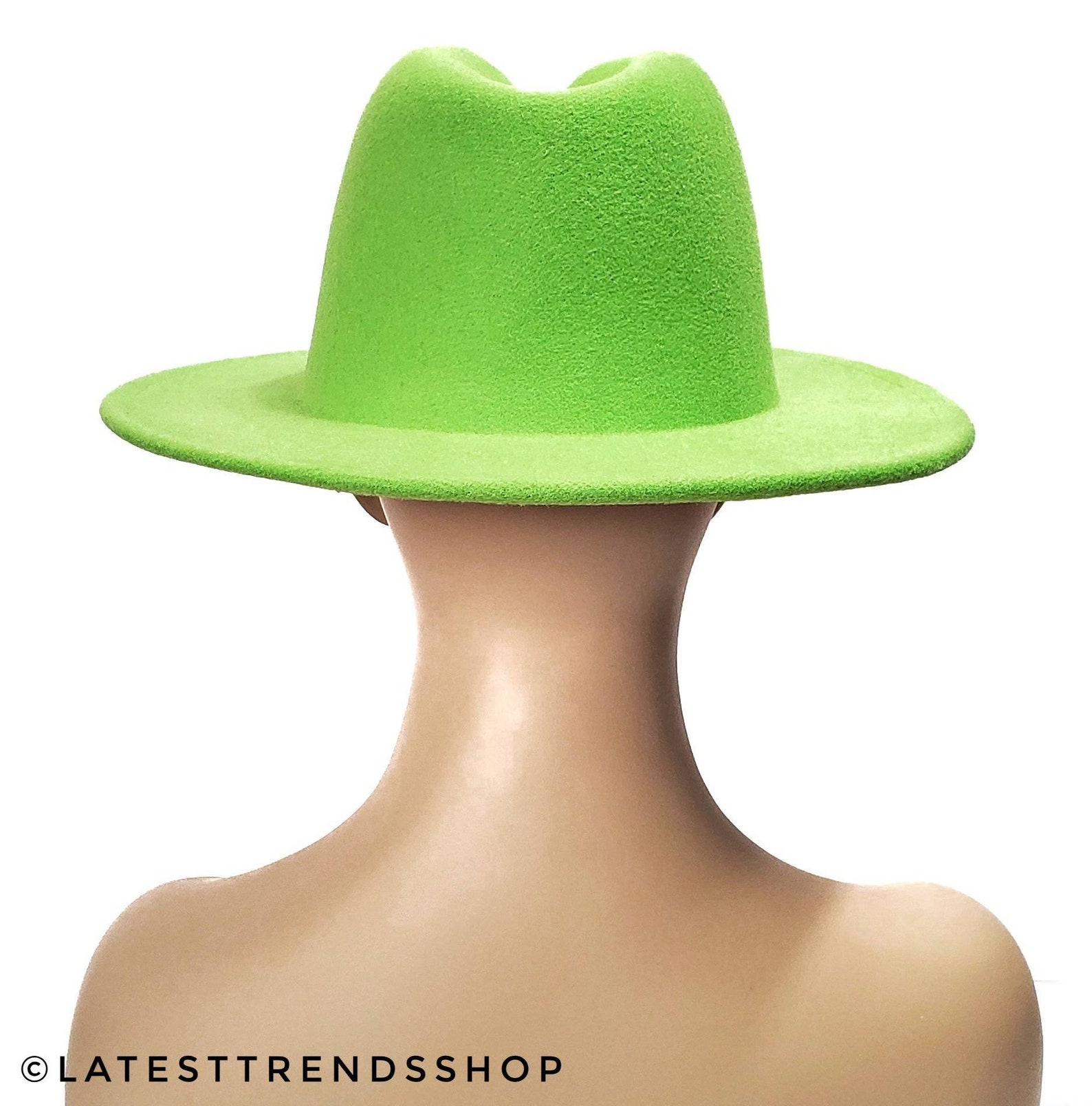 Lime Green Fedora Green Fedora Red Bottom Fedora Hat Wide Etsy