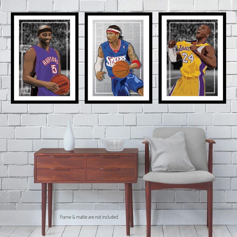 3 Posters Of Nba Early 2k Allen Iverson Vince Carter Kobe Etsy