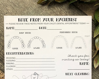 Dental Hygienist Note Pack of 4 Pads Generic, Semi-custom, Custom ...