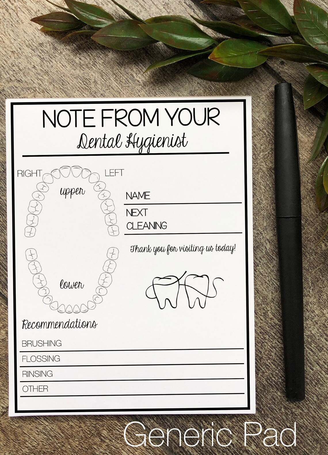 Dental Hygienist Note Pack of 4 Pads ( Generic, Semi-custom, Custom ...