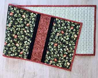 Autumn Pumpkins Quilted Table Runner Reversible Handmade