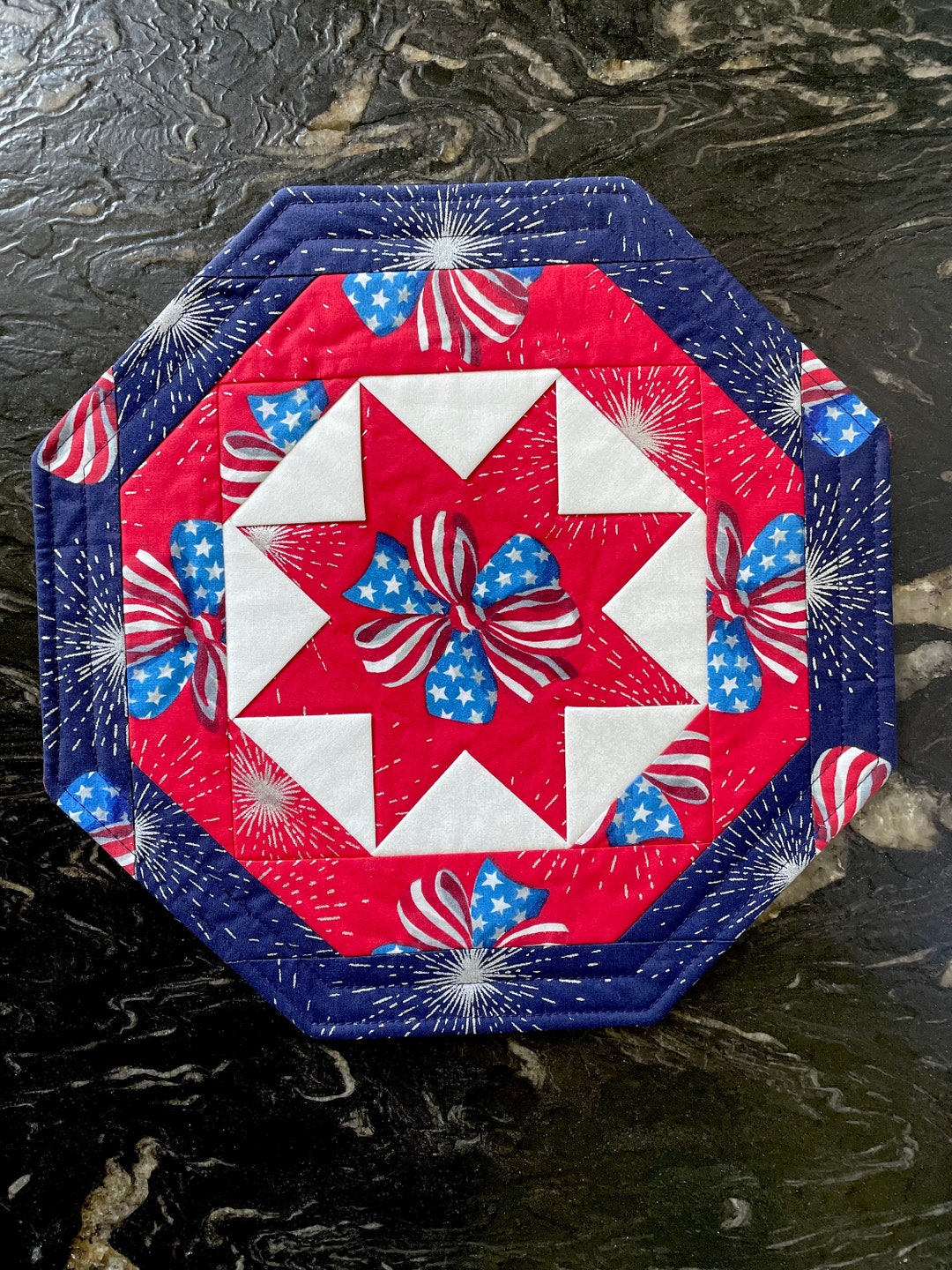 Patriotic Bows Americana Quilted Table Topper - Etsy