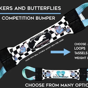 DOCK diving BUMPER TUG -competition series- checkers and butterflies -ombre&#39; - weighted and balanced
