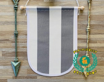 Sale 14" x 10" Large Banner Pin Badge Display Blank Fabric Banner With Classic White And Gray Stripes Wall Banner Enamel Pin Board Storage