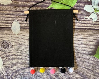 Handmade Canvas Pin Pennant Banner with Pompom Lace Trim