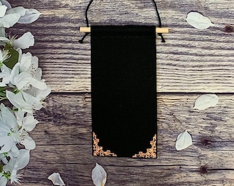 Zwarte canvas pin wimpel, vintage roségouden hoeken