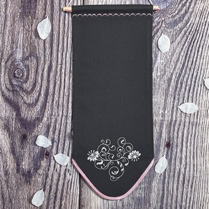 Enamel Pin Banner With Flower Embroidery And Matching Trim, Canvas Pin Banner, Enamel Display Pin Banner, Blank Banners, Pin Display