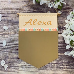 Enamel Pin Banner, Pin Pennant, Personalized Pin Banner With Embroidered Name And Color Lace Trim, Unique Pin Banner, Custom Name Pin Banner