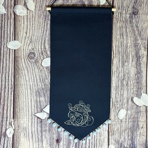 Enamel Pin Banner With Dolphin Embroidery And Pompom Trim/ Lapel Pin Banner/ Enamel Display Pin Banner/ Blank Banners/ Navy Blue Pin Banner
