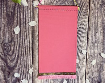 Handmade Pink Canvas Pin Pennant Banner with Ethnic Tassel Fringe