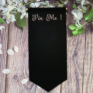 Enamel Pin Banner With Embroidered "Pin Me" Message / Lapel Pin pennant / Wall Hanging Pin Banner / Embroidered Pin Banner / Pin Storage