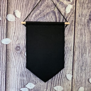Black Canvas Pin Banner, Enamel Pin Display, Handmade Pennant