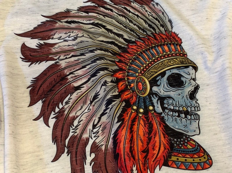 Skull With Indian Headdress Tank Top / Indian Chief Headdress Etsy