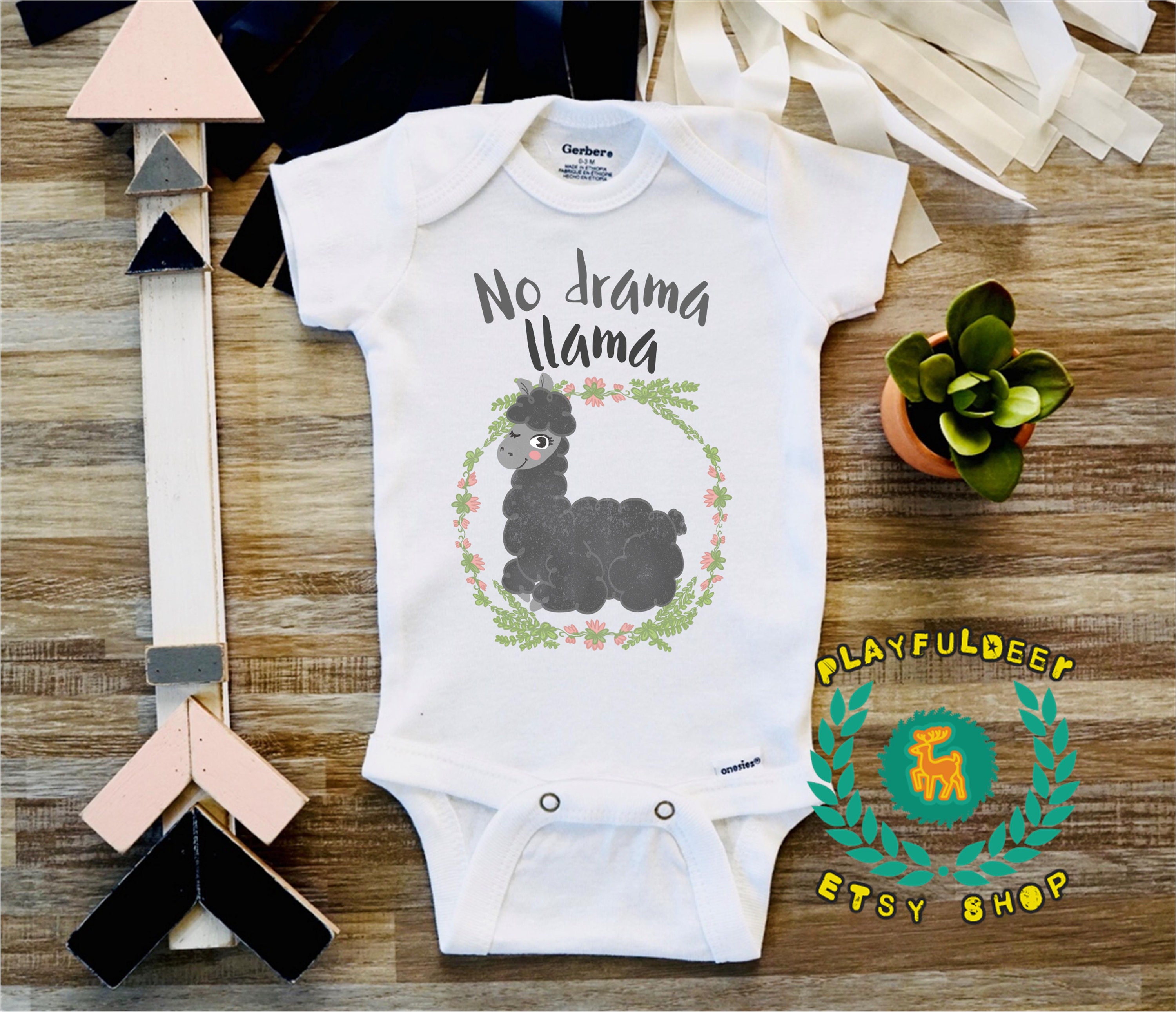 No Drama Llama Baby Onesie Funny Onesies For Girls Cute Baby Etsy