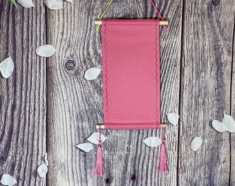 Tall Pink Pin Banner With Decorative Side Stitching And Matching Tassels/ Enamel Pin Display/ Pink Tall Lapel Pin Display/ Canvas Pin Banner