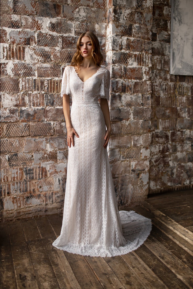 Lace Wedding Dress Fairy Wedding Dress Boho Wedding Dress | Etsy