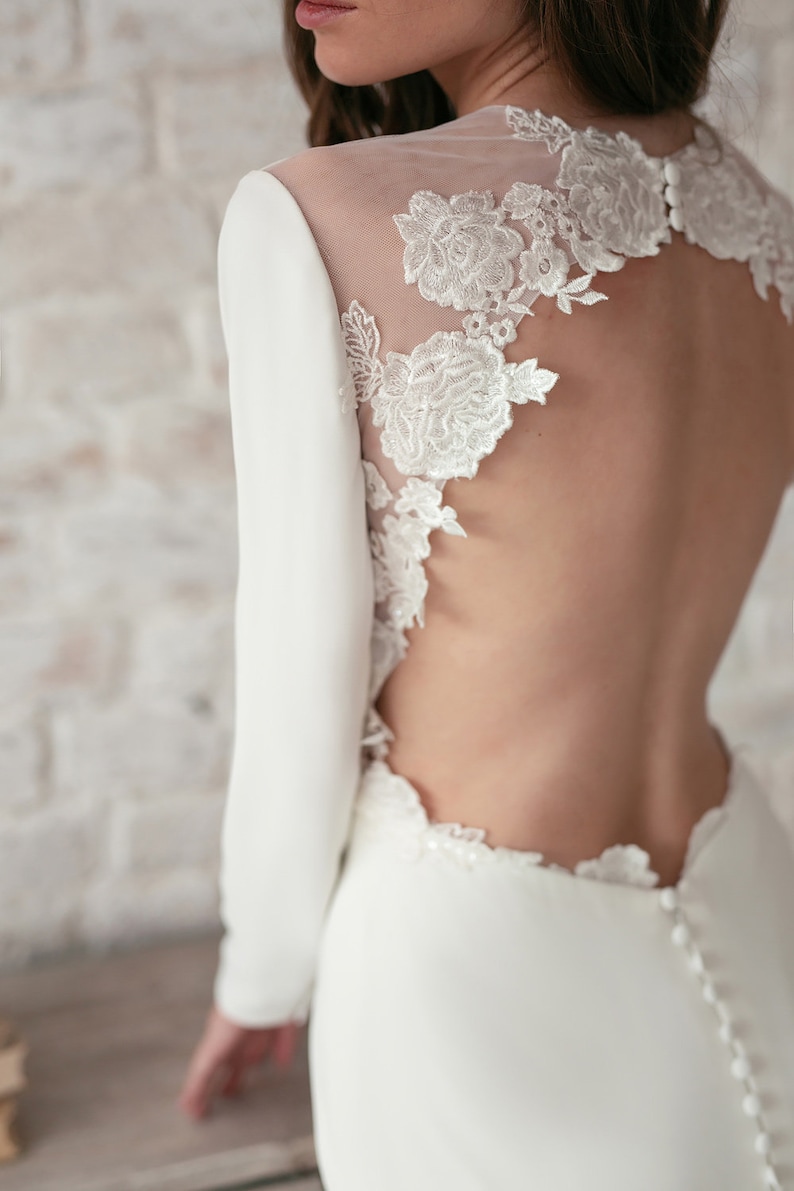 Minimalist Wedding Dress Long Sleeve Wedding Dress Simple | Etsy
