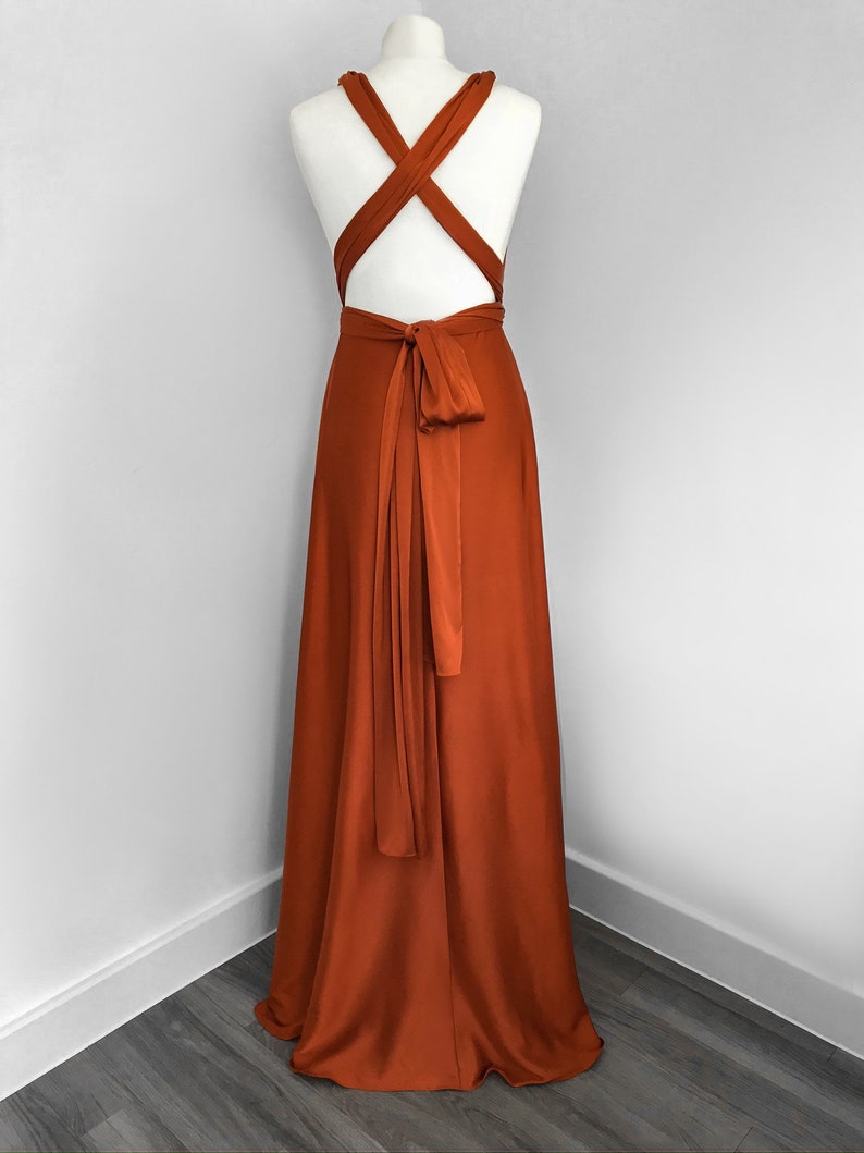 Silk Satin Dress Infinity Dress Burnt Orange Dress Etsy