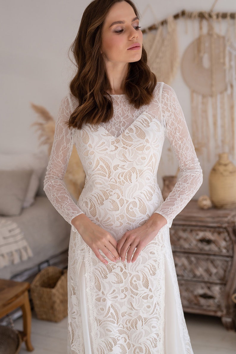 Lace Bridal Gown Modern Wedding Dress Boho Wedding Dress Etsy