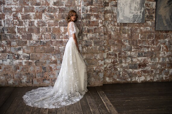 boho wedding dress etsy