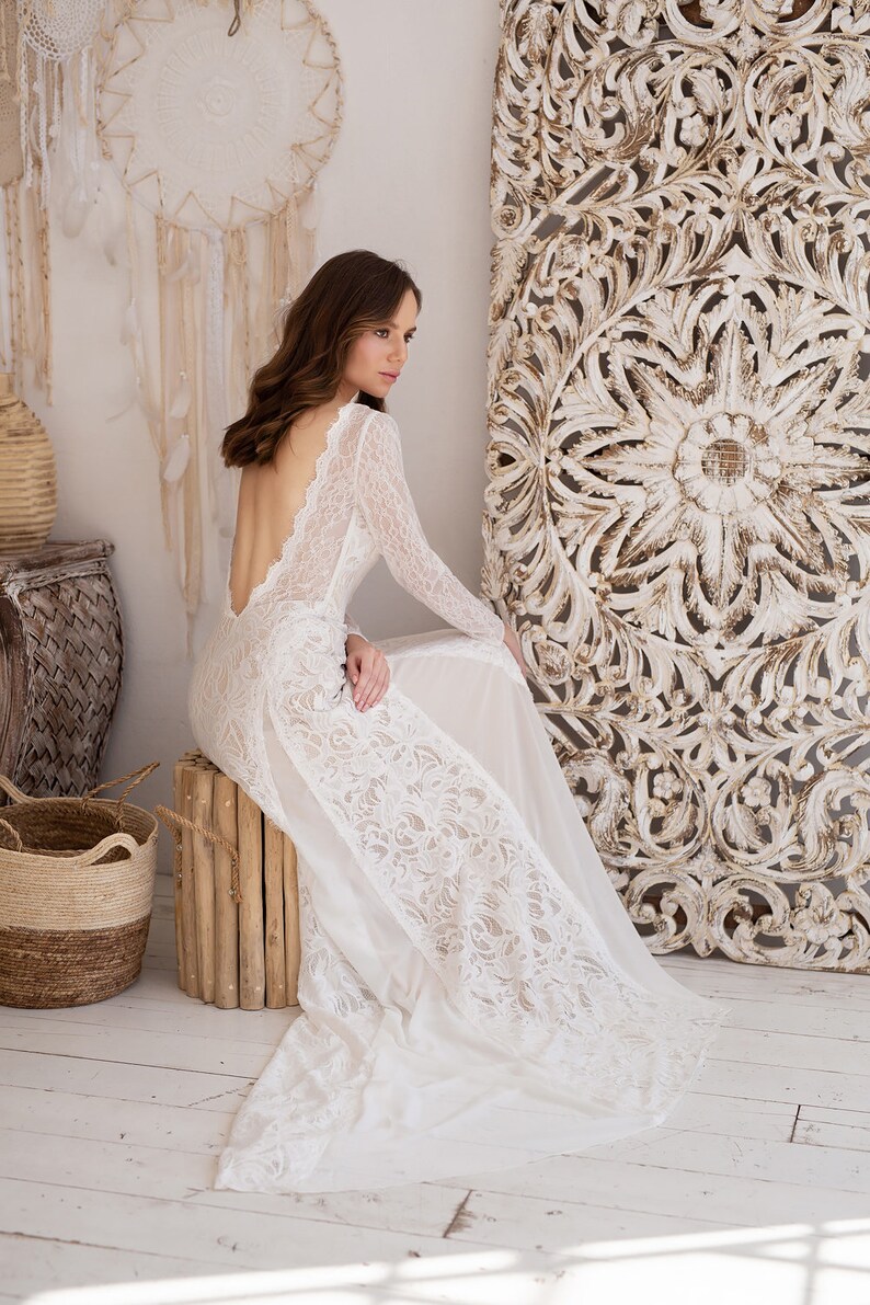 Lace Bridal Gown Modern Wedding Dress Boho Wedding Dress Etsy