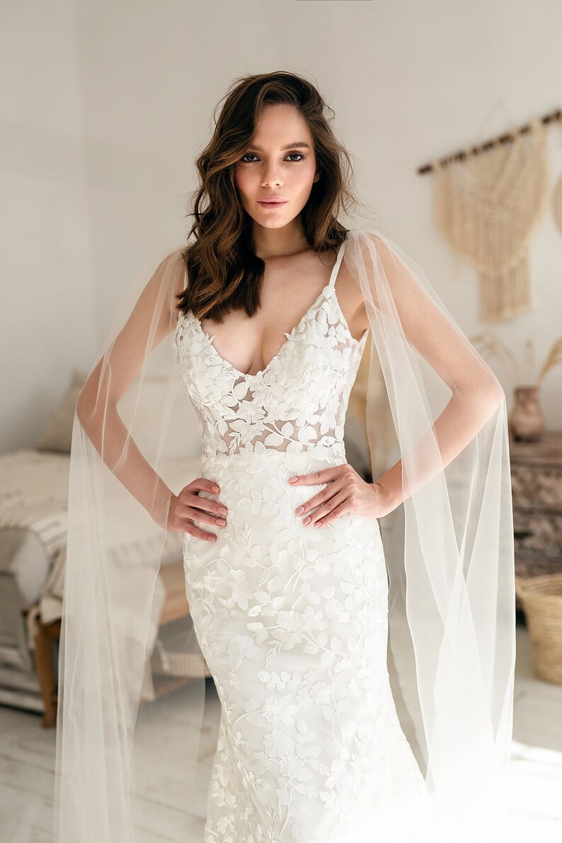 tulle wedding cape