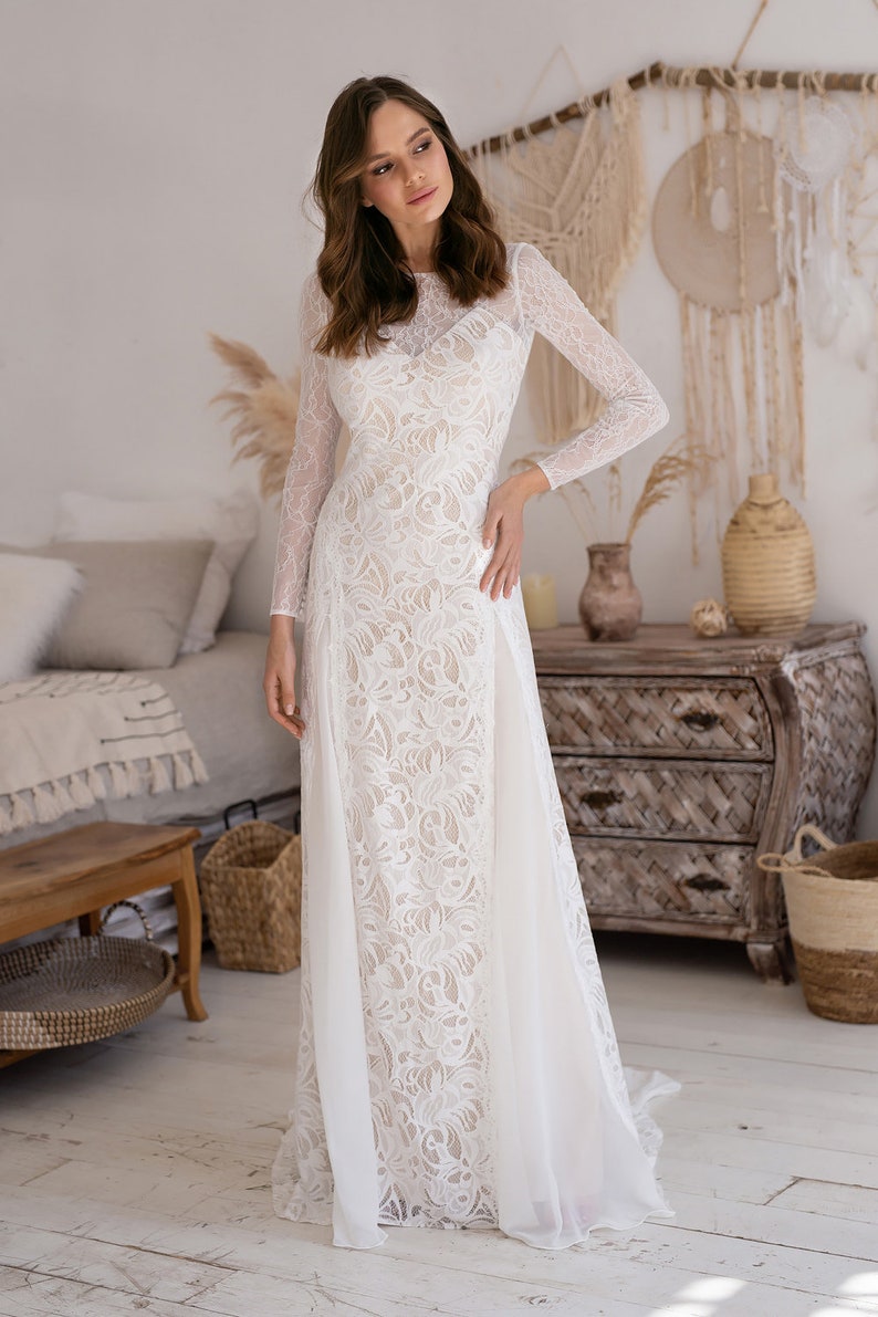 Lace Bridal Gown Modern Wedding Dress Boho Wedding Dress Etsy