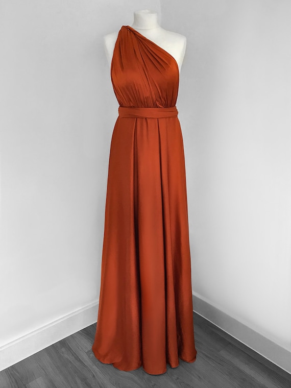 etsy burnt orange bridesmaid dress