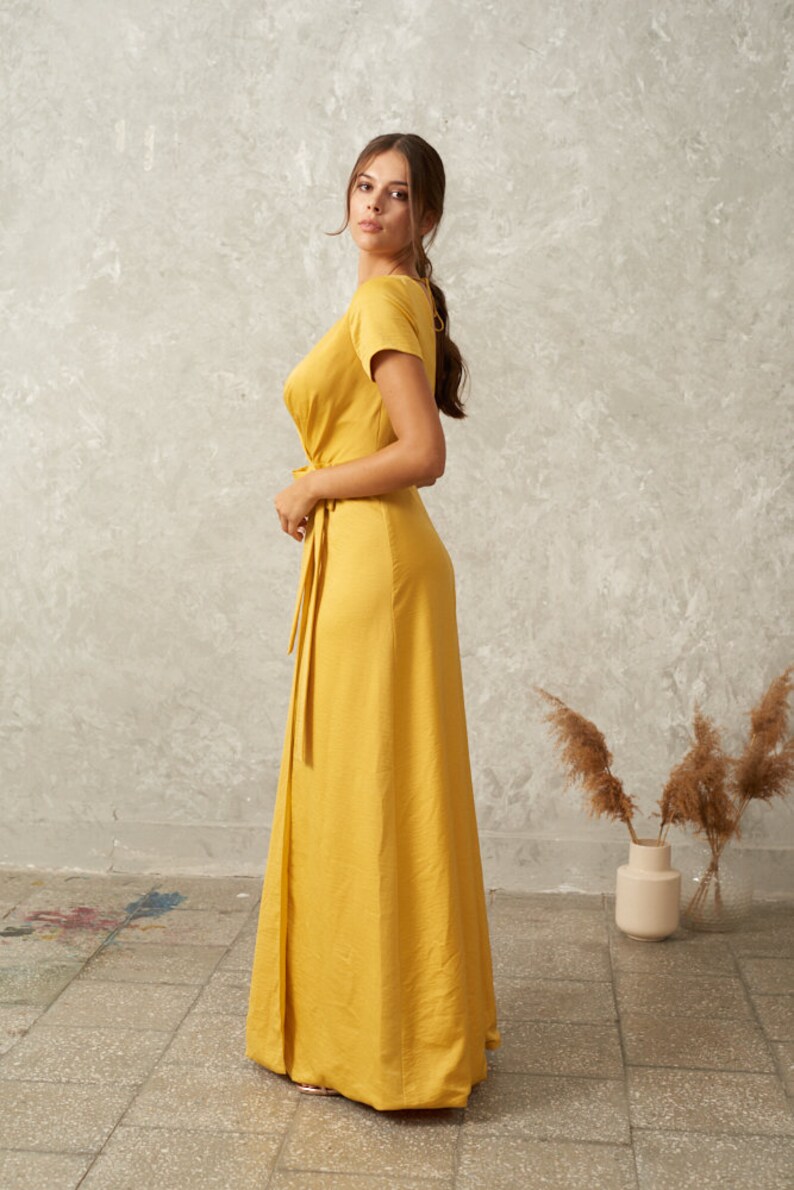 mustard yellow evening gown
