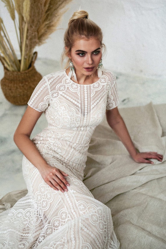 short wedding dress boho