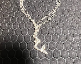 Mermaid Anklet with Clear Crystals Made of Sterling Silver