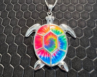 Ensemble Collier et Boucles d'Oreilles Tortue Multicolore en Argent Sterling