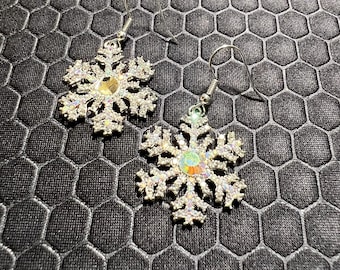 Snowflake Crystal Earrings Made of Sterling Silver