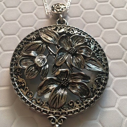 Silver Sunflower Locket. Necklace. Antique Style Pendant Etsy