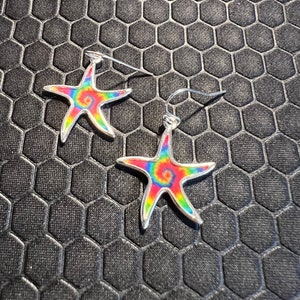 Star Fish Earrings Multicolored Made of Sterling Silver