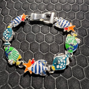 Fish Bracelet Multicolored Made of Sterling Silver