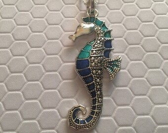 Gift For Her Sea Horse Pendant Summer Time Necklace Cute Seahorse Sea Horse Enamel Necklace Color Full Enamel Necklace Summer Necklace