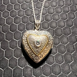 Heart Necklace with Crystals and Gold Made of Sterling Silver