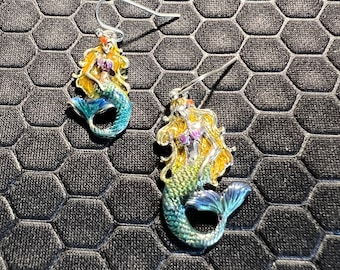 Mermaid Earrings Multicolored Made of Sterling Silver