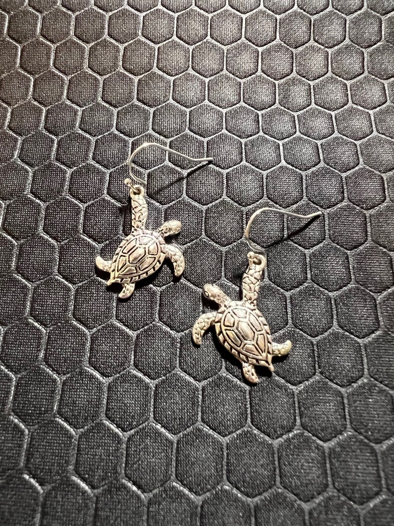 Turtle Earrings Made of Sterling Silver image 1