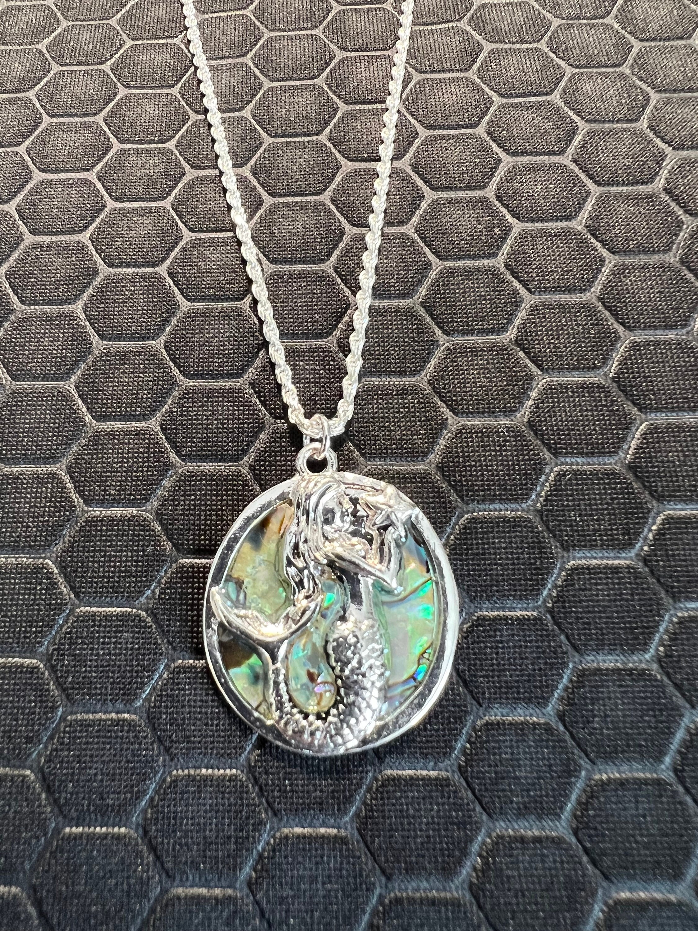 Mermaid Necklace With Green Abalone Stone Made of Sterling - Etsy