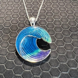 Wave Necklace Blue Made of Sterling Silver