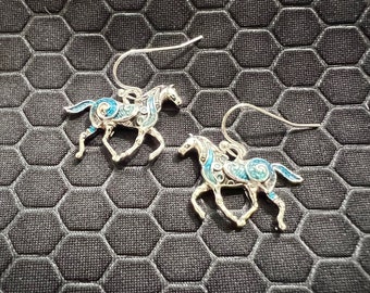 Horse Earrings Turquoise and Silver Made of Sterling Silver