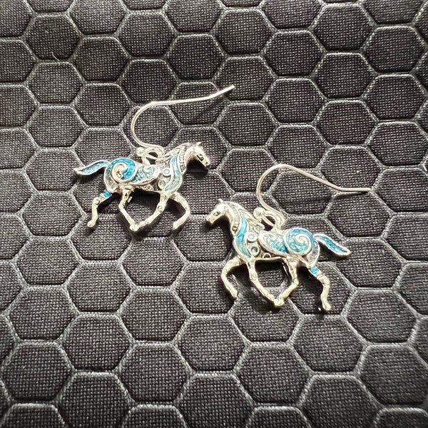 Horse Earrings Turquoise and Silver Made of Sterling Silver