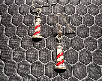 Lighthouse Earrings Red, White and Black Made of Sterling Silver