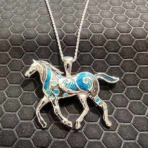 Horse Necklace Turquoise and Silver Made of Sterling Silver