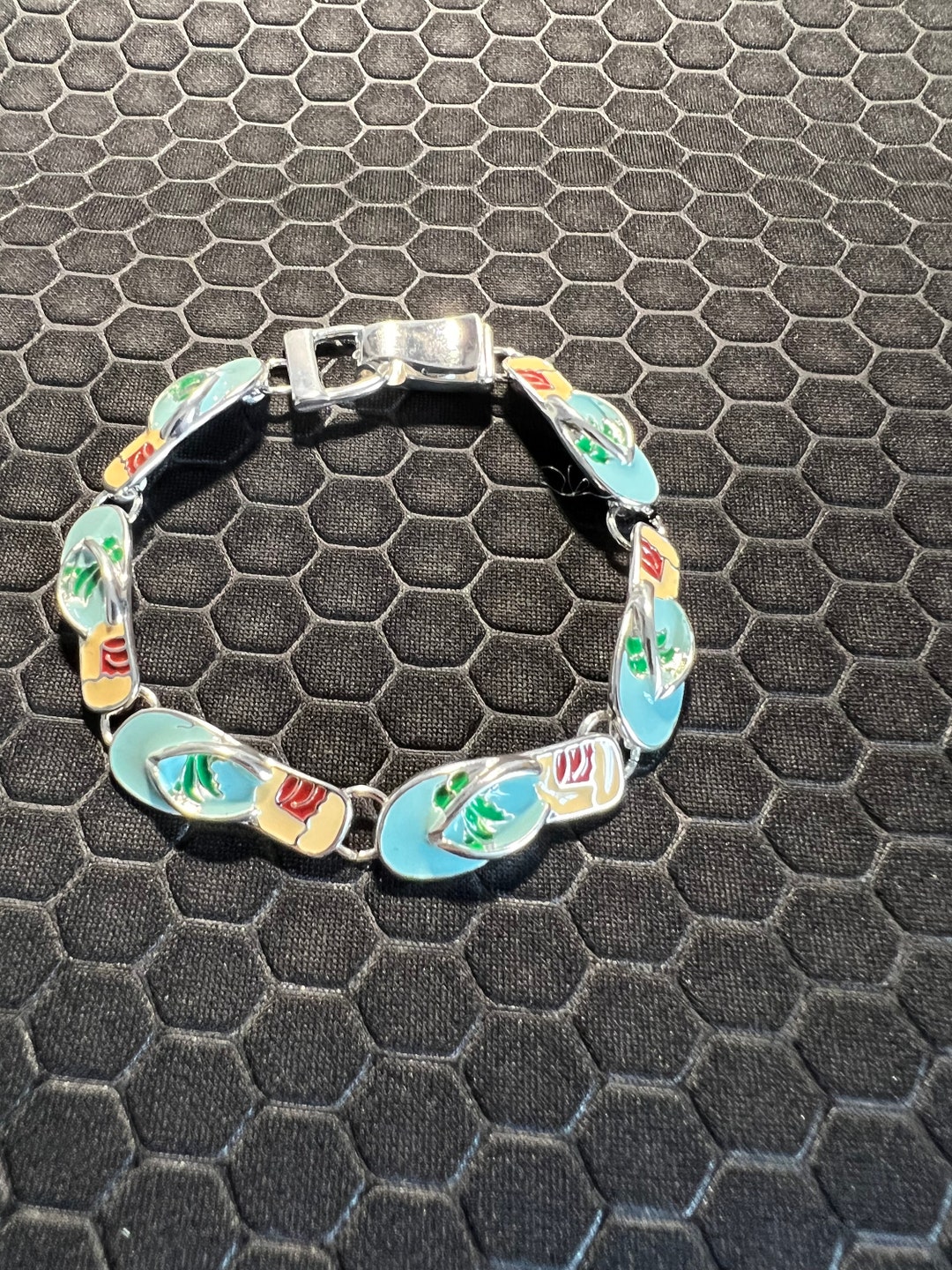 Flip Flop Bracelet Multicolored Made of Sterling Silver Etsy