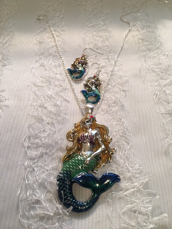 Mermaid Necklace and Earring Set Multi Colored Made Of | Etsy